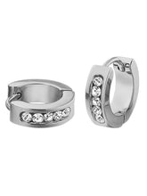 Rhodium Plated Men's CZ Floral Earrings