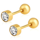 Gold Plated Green CZ Men's Earrings
