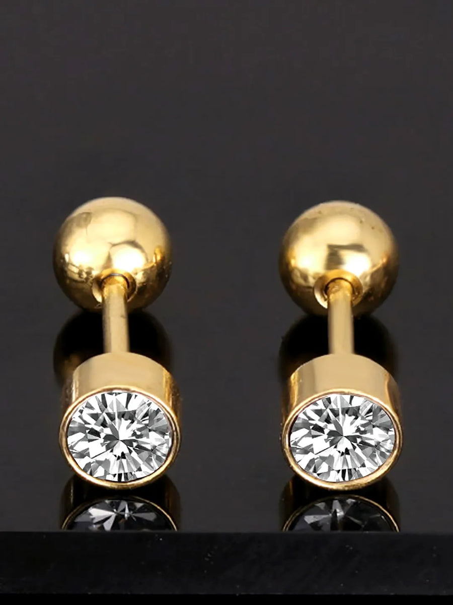 Gold Plated Green CZ Men's Earrings