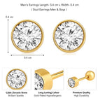 Gold Plated Green CZ Men's Earrings
