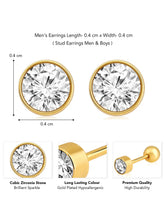 Gold Plated Green CZ Men's Earrings