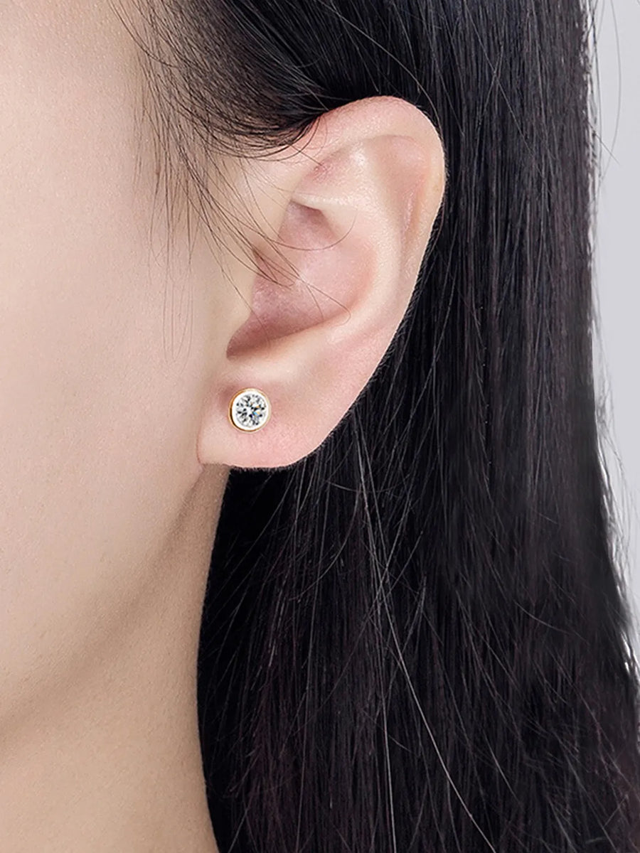 Gold Plated Green CZ Men's Earrings