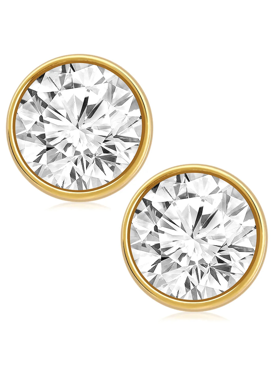 Gold Plated Green CZ Men's Earrings