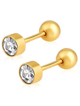 Gold Plated Green CZ Men's Earrings