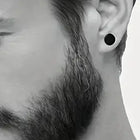 Contemporary Round Stud Earrings for Men - Black