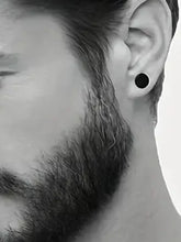 Contemporary Round Stud Earrings for Men - Black