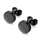 Contemporary Round Stud Earrings for Men - Black
