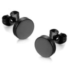 Contemporary Round Stud Earrings for Men - Black