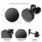 Contemporary Round Stud Earrings for Men - Black