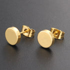 Contemporary Round Stud Earrings for Men - Gold