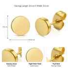 Contemporary Round Stud Earrings for Men - Gold