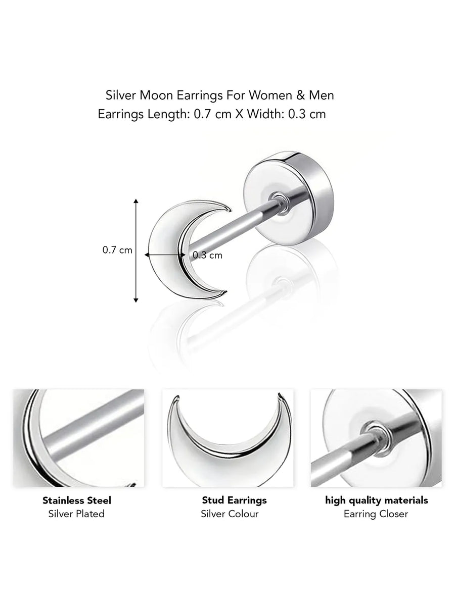 Cosmic Moon Shaped Stud Earrings – Celestial-Inspired Elegance | Peora