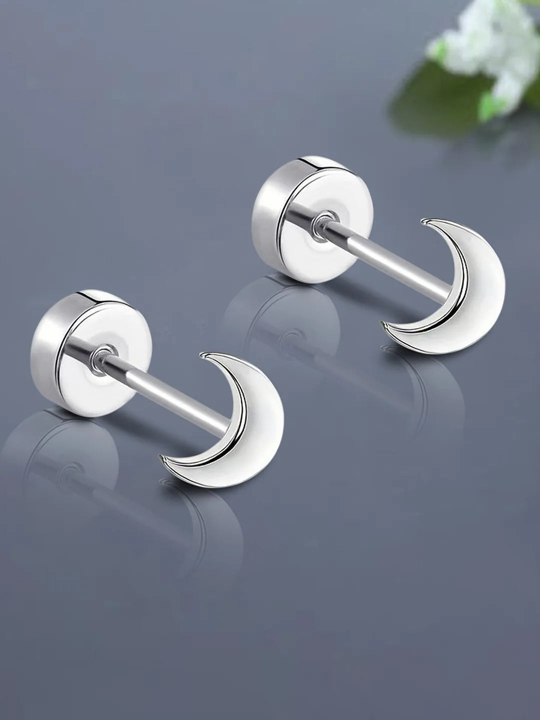 Cosmic Moon Shaped Studs Earrings