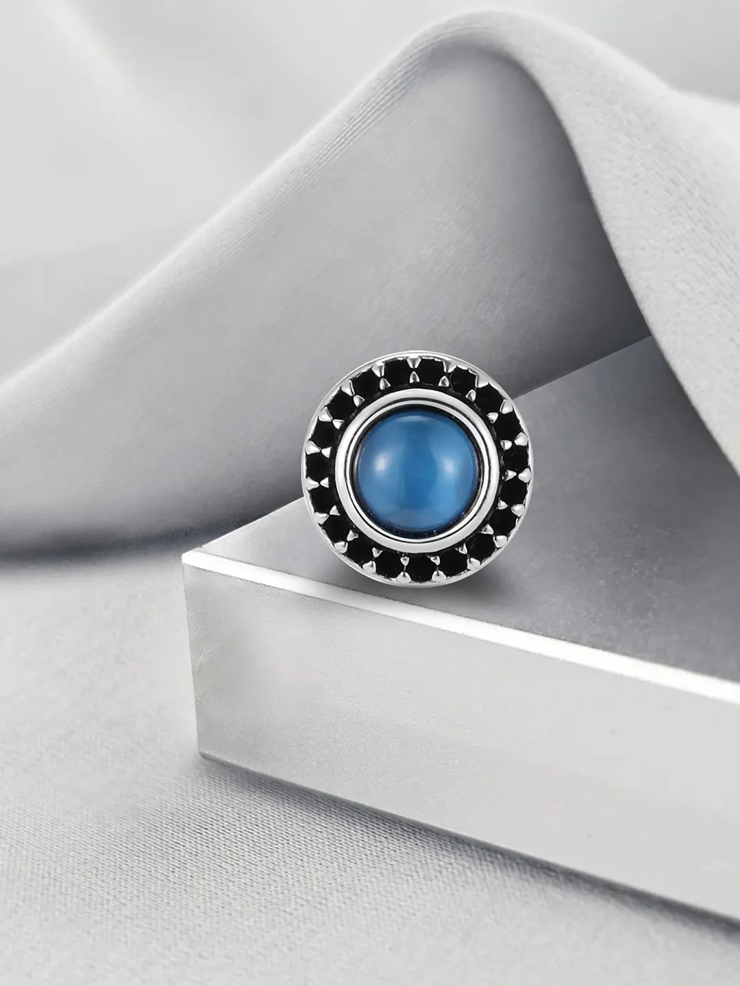Circular Synthetic Stone Stud Earrings