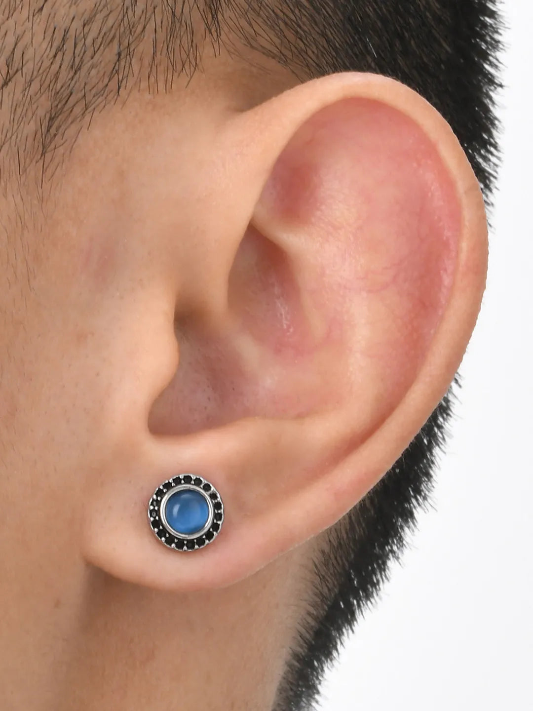 Circular Synthetic Stone Stud Earrings