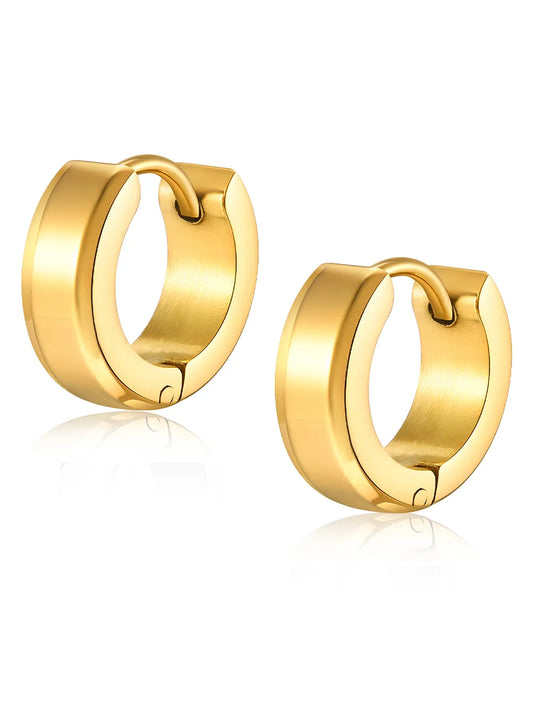 Rugged Stainless Steel Earrings for Men - Gold