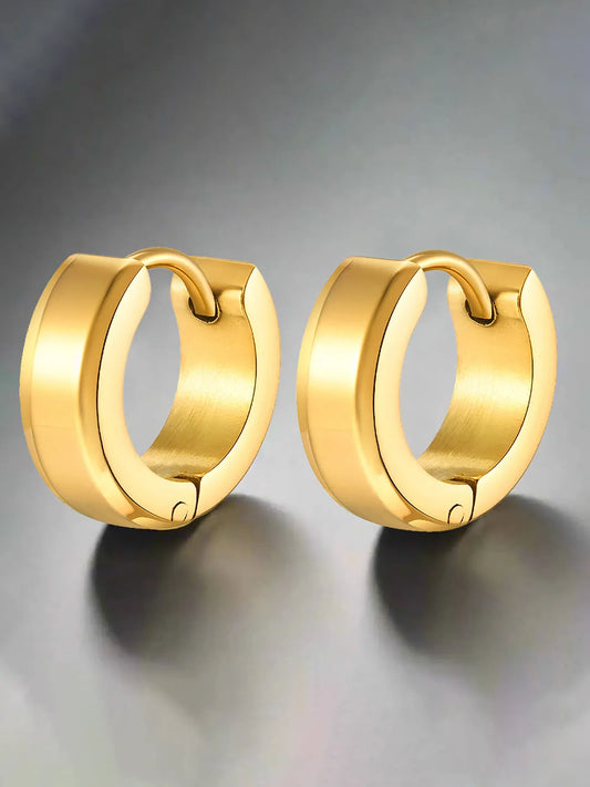 Rugged Stainless Steel Earrings for Men - Gold