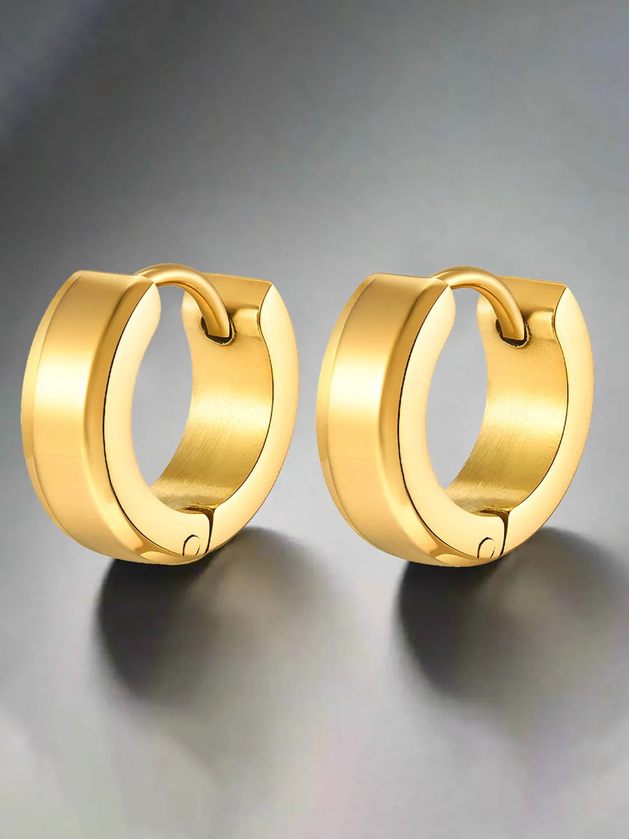 Rugged Stainless Steel Earrings for Men - Gold