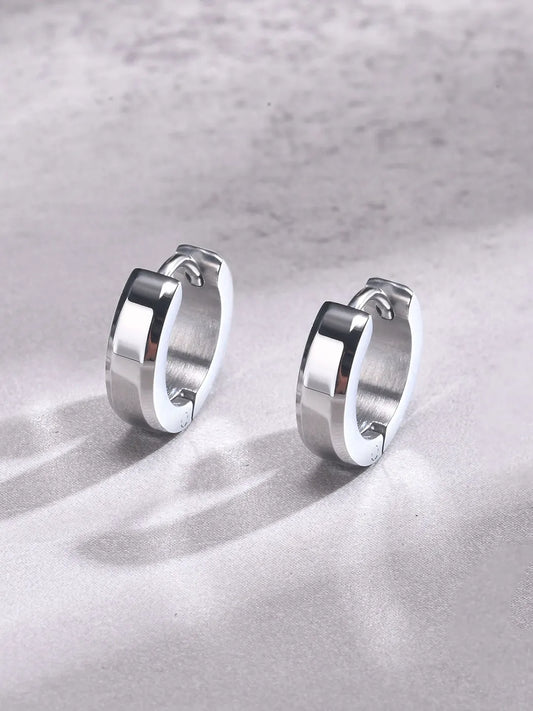 Rugged Stainless Steel Earrings for Men - silver