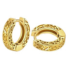 Vintage Filigree Huggie Earrings - Gold