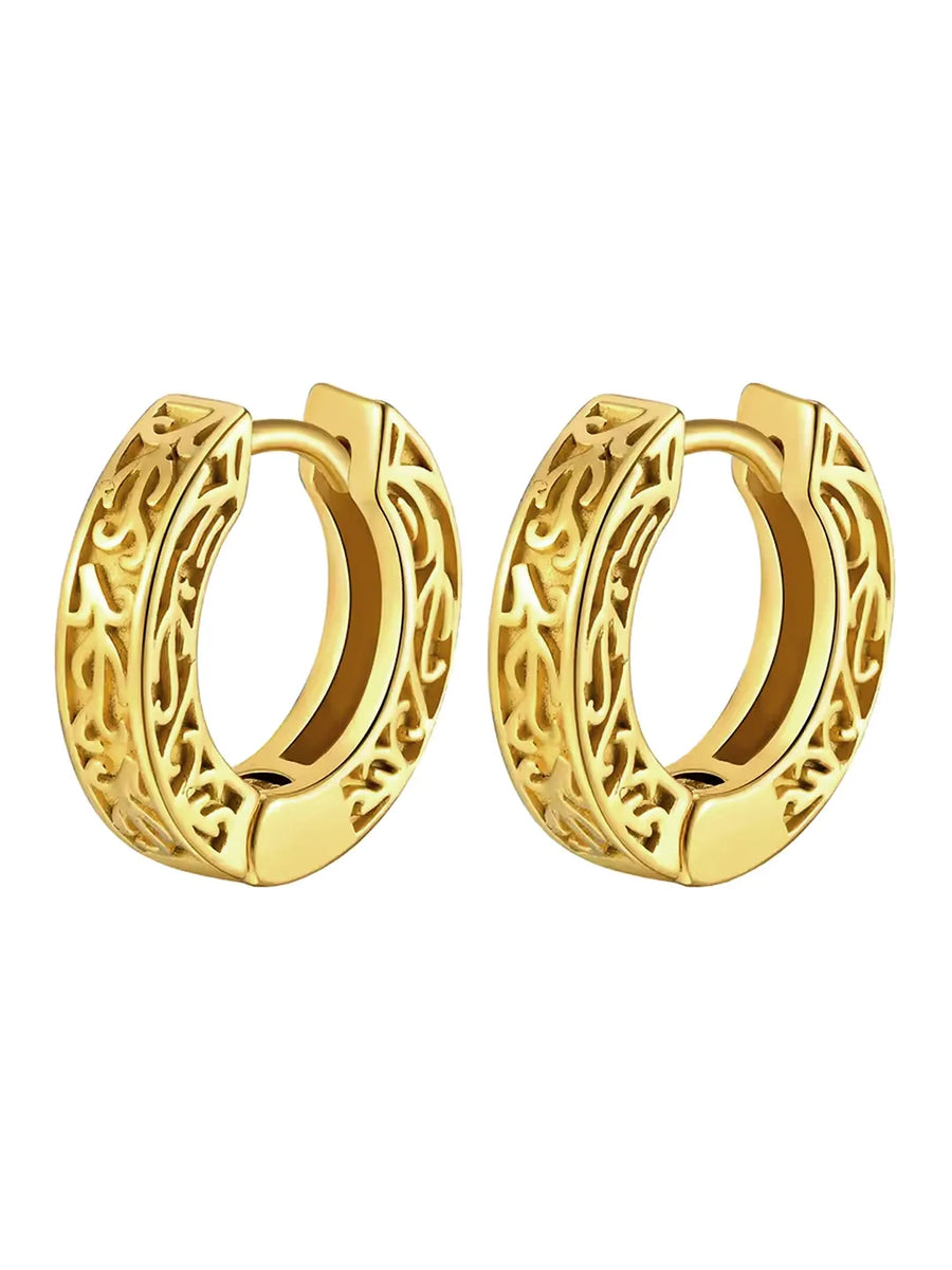 Vintage Filigree Huggie Earrings - Gold