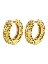 Vintage Filigree Huggie Earrings - Gold