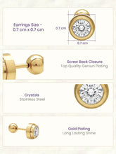 Peora Gold Solitaire CZ Bezel Stud Earring