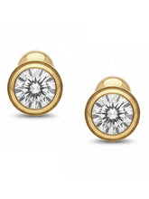 Peora Gold Solitaire CZ Bezel Stud Earrings