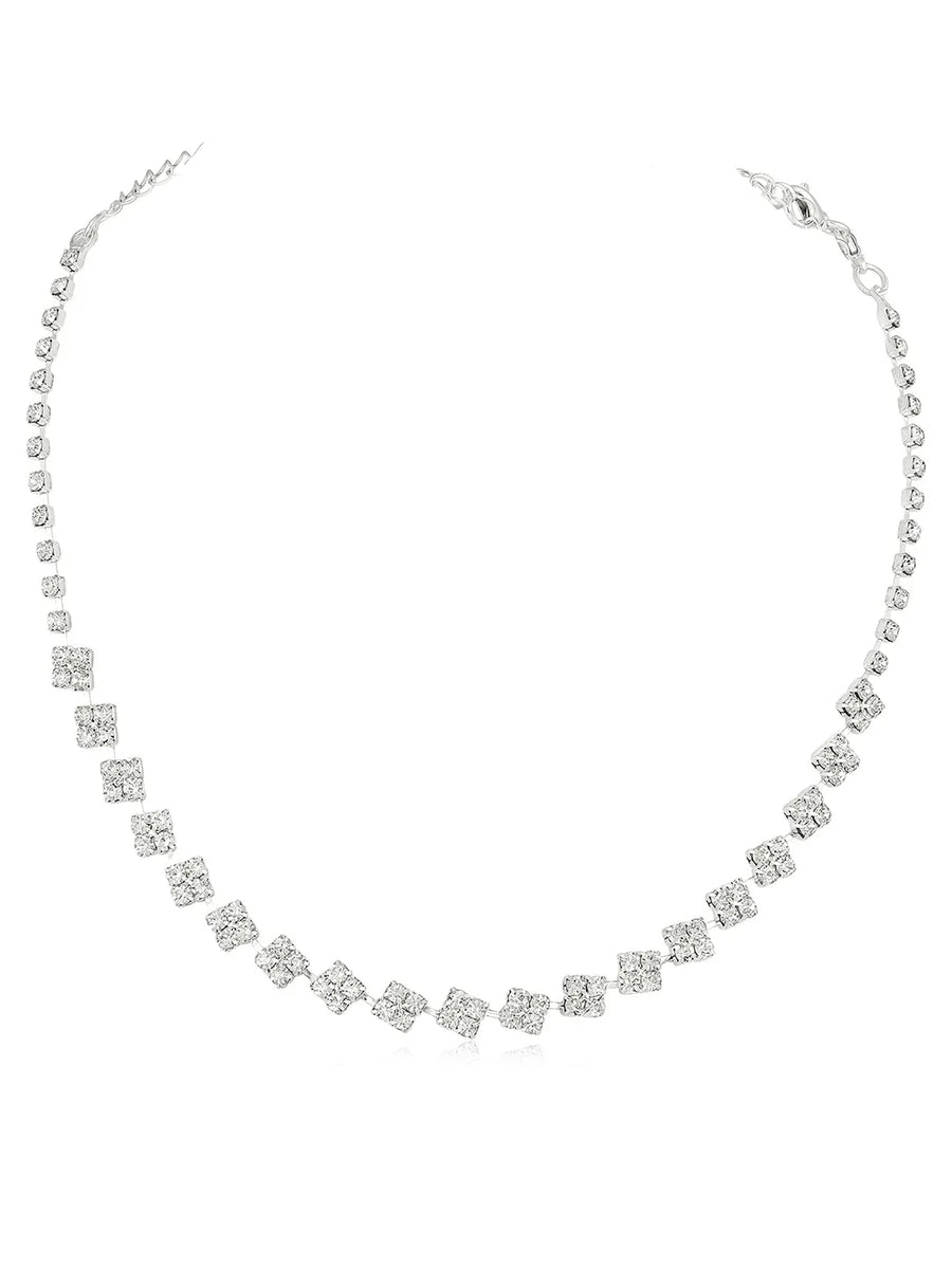 Square CZ Design Necklace Set for Women