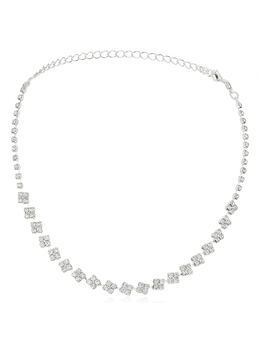 Square CZ Design Necklace Set for Women