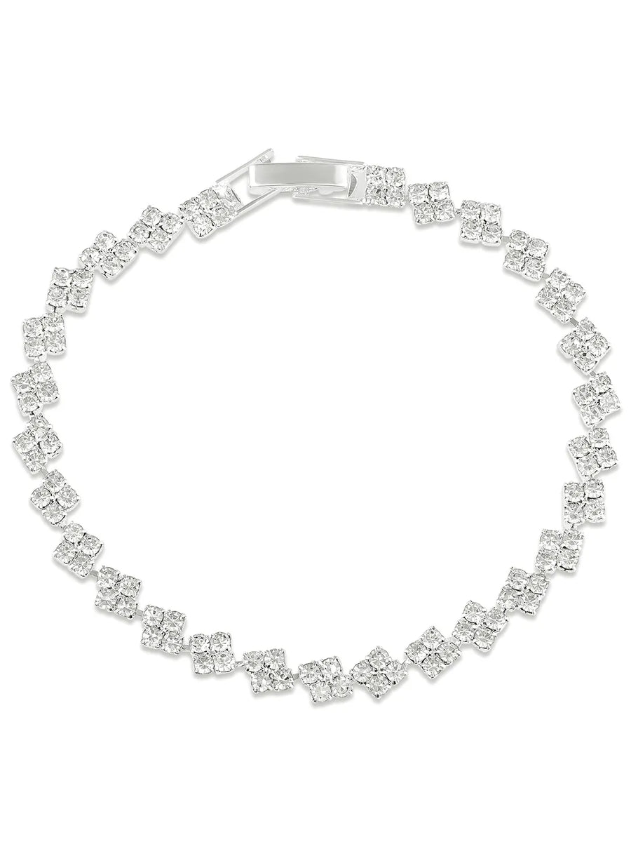 Square CZ Design Necklace Set for Women
