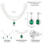 White-Green necklace earrings set crafted from alloy, adorned with pearls cubic zirconia & crystal for an elegant, timeless look | Peora
