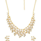Royal Pearl Cluster Necklace Set - Gold