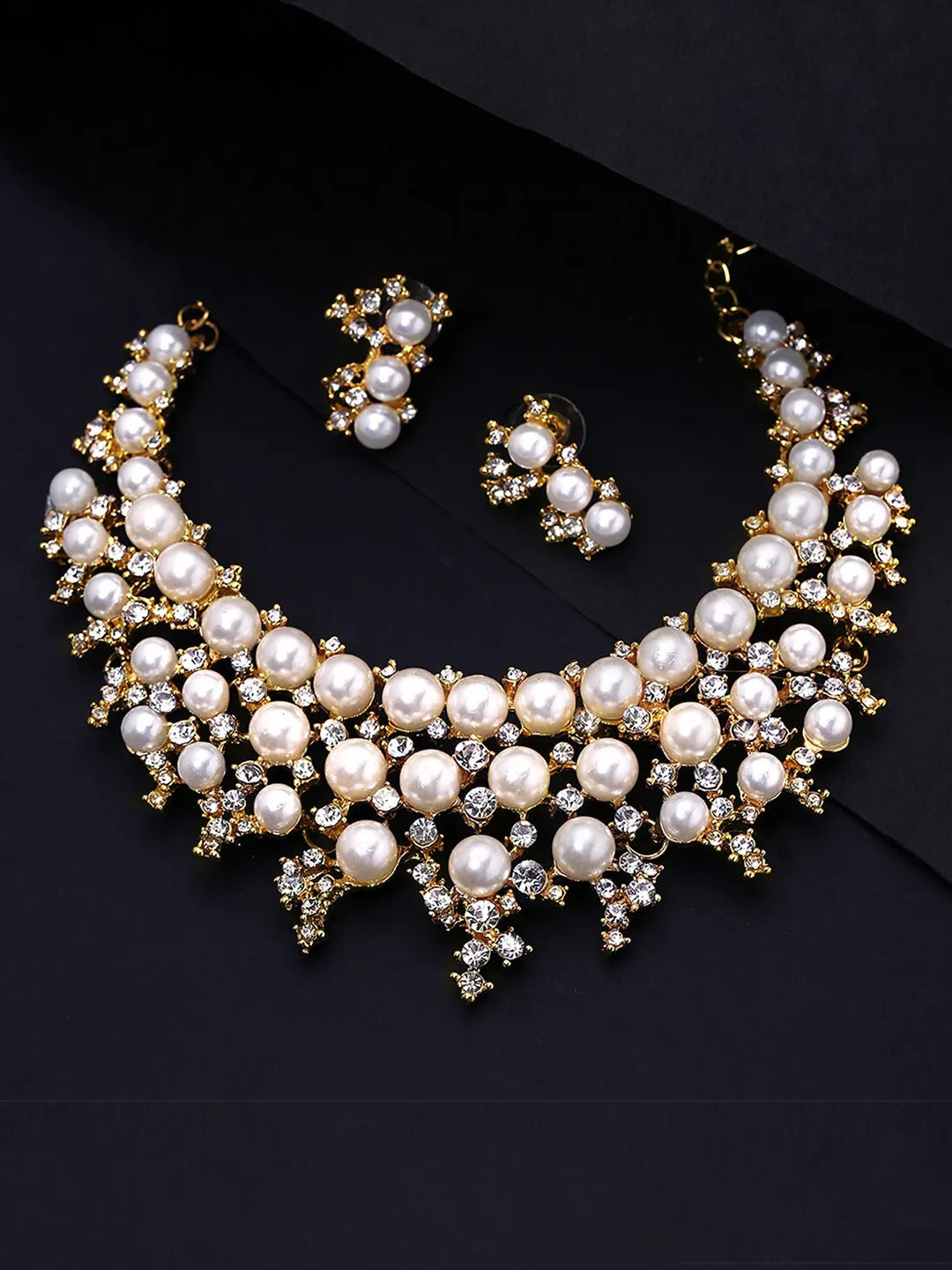 Royal Pearl Cluster Necklace Set