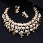 Royal Pearl Cluster Necklace Set - Gold
