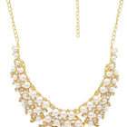 Royal Pearl Cluster Necklace Set - Gold