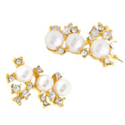 Royal Pearl Cluster Necklace Set - Gold