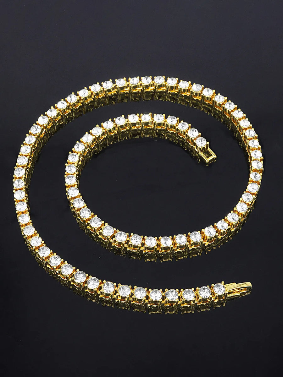 Dazzling Crystal Tennis Necklace - Gold