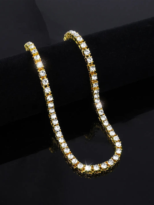 Dazzling Crystal Tennis Necklace - Gold