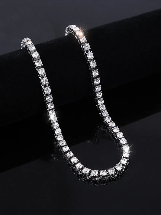Dazzling Crystal Tennis Necklace - Silver