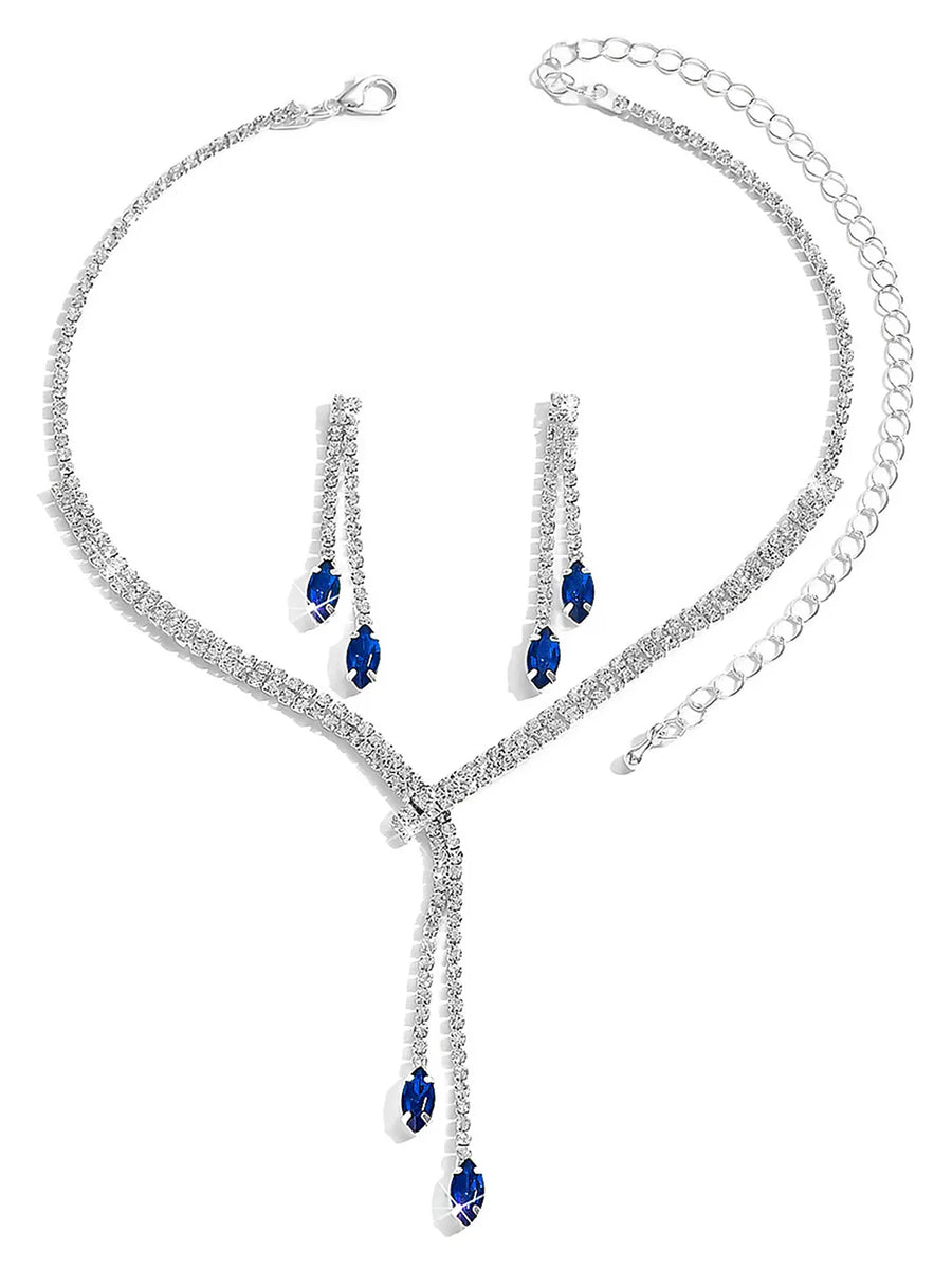 Sapphire Inspired Crystal Necklace Set