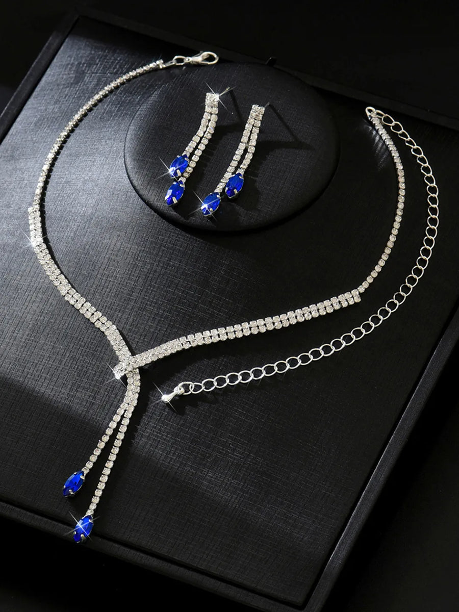 Sapphire Inspired Crystal Necklace Set