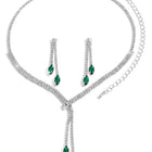 Sapphire Inspired Crystal Necklace Set - Green