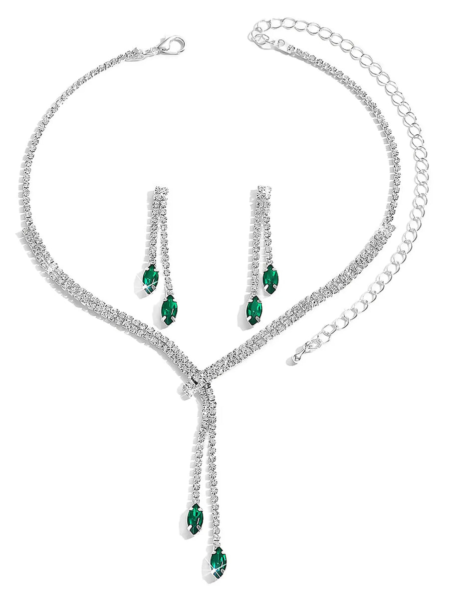 Sapphire Inspired Crystal Necklace Set