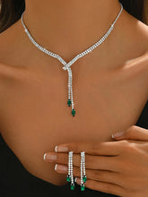 Sapphire Inspired Crystal Necklace Set - Green