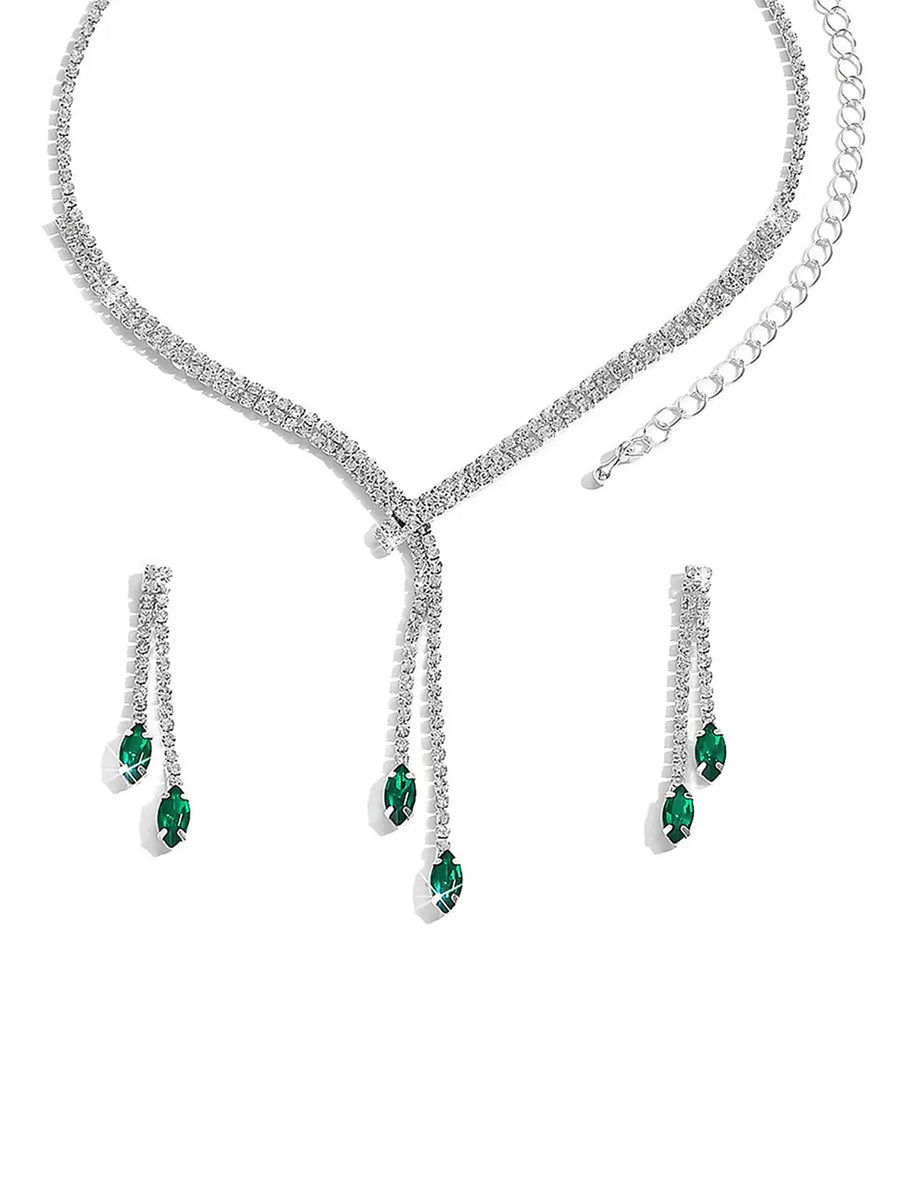 Sapphire Inspired Crystal Necklace Set