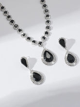 Glamorous Teardrop Necklace  Earring Set - Black