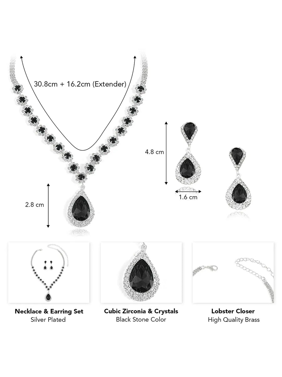 Glamorous Teardrop Necklace  Earring Set