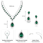 Glamorous Teardrop Necklace  Earring Set - Green