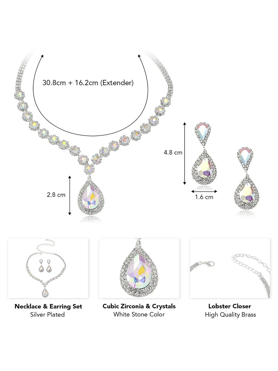Glamorous Teardrop Necklace  Earring Set